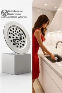Kilitli Paslanmaz Lavabo Süzgeci - Akıllı Tahliye ve Tam Süzme Teknolojisi (5.5 Cm)
