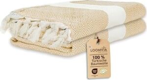 2'li Paket -%100 Pamuk Peştamal 100X180 Cm, Havuz ve Plaj Havlusu, Spor Havlusu, Hızlı Kurur ve Koku Yapmaz, Emici, Hafif ve Kompakt, Bej