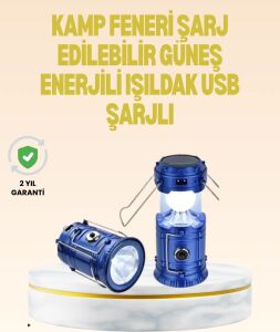 Katlanabilir USB Çıkışlı Kamp Feneri – Şarj Edilebilir, Dayanıklı ve Çok Fonksiyonlu