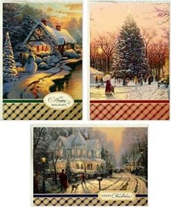 Thomas Kinkade Noel Kartı Çeşitleri, Karlı Sahneler (3 Tasarım, Zarflı 24 Kart)