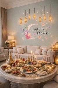 Sticker Hoş Geldin Ramazan Dekorlu Ahşap Kapı Süsü, Ramazan Süsleri, Ramazan Tavan Süsü, Dekor Iftar, Sahur
