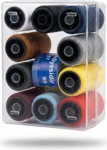 10 Renk Dikiş Ipliği Seti (Toplam 1000 Metre) - Kutulu ve Mezura Hediyeli Polyester Makara Seti - Dikiş Makinesi ve El Dikişi Için Dayanıklı ve Renkli Iplik Kiti
