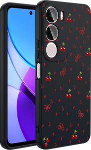 Vivo Y19 5g / Y04 Ile Uyumlu Lüx Kalite Özel Tasarım Baskılı Silikon Telefon Kılıfı-C8-Kiraz