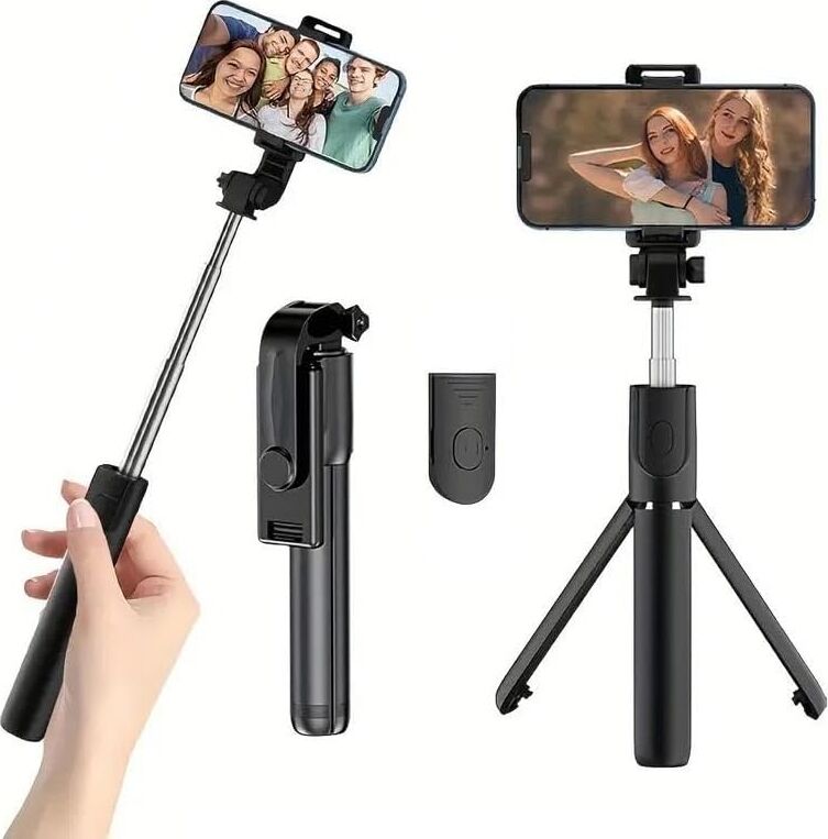 GA66 3in1 Bluetooth Selfie Çubuğu Tripod Canlı Yayın Standı Telefon Tutucu Katlanabilir Genişletilebilir Deklanşörlü Monopod