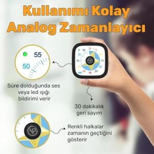 Npo Mutfak,ders,yemek Için 60DK Analog Alarm Zamanlayıcı,pomodoro Öğrenci Motivasyon Saati (Siyah-Yıldız)