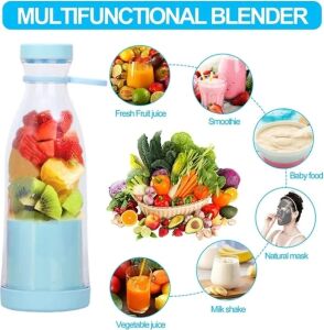 Mini Taşınabilir Şarjlı Mavi Smoothie Meyve Sebze Blender 500-1500 Watt 2 Yıl Garantili