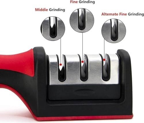 Ikili Bıçak Bileme Seti – 3 Aşamalı Krom Kaplama Manuel Bıçak Bileyici + Metal Gövdeli 8 Tekerlekli Profesyonel Bıçak Bileme Aparatı
