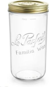 Le Parfait Familia Wiss 1,5 L / 1500 ml Cam Saklama ve Konserve Kavanozu, Kahve ve Kuru Gıda Için, Çift Kapaklı Vakumlu Kapatma Sistemi.