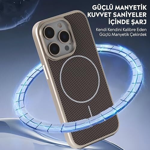 iPhone Karbon Fiber Görünümlü M-Safe Destekli Ultra Korumalı Slim Fit Kılıf (Gümüş, iPhone 16 Pro)