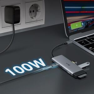 UH7021C | Usb-C 7’si 1 Arada Hub | 4K@60Hz Hdmı, 100W Pd, 3× USB 3.0, Sd & Microsd Uhs-I (200 Mb/s), Tak-Çalıştır, Alüminyum Tasarım