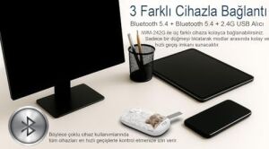 Inca IWM-242KT Çift Mod Şarj Edilebilir Kedi Desenli Sessiz Mouse, Bluetooth 5.4 + 2.4g, 500MAH, 70G, Beyaz