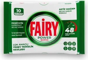Power Wipes Yüzey Temizlik Havlusu 10 Yaprak | Beyaz Sabun | Beyaz Sirke & Karbonat