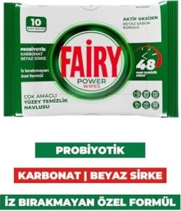 Power Wipes Yüzey Temizlik Havlusu 10 Yaprak | Beyaz Sabun | Beyaz Sirke & Karbonat