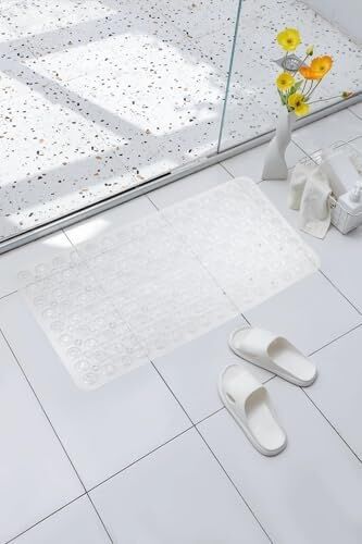 Premium Serisi Banyo - Küvet Içi Kaydırmaz Vantuzlu Oluklu Desenli Diktördgen Paspas 67,5 x 34,5 Cm, Şeffaf