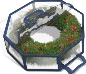 Hearth & Harbor Çelenk Saklama Kabı - Şeffaf Noel Çelenk Saklama Çantası, Çift Fermuar ve Kulplar - 76 cm Premium Çelenk Saklama Düzenleyici Kutusu