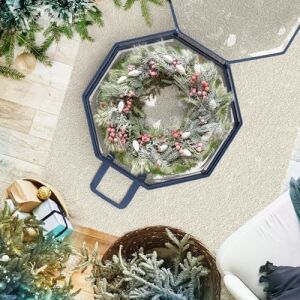 Hearth & Harbor Çelenk Saklama Kabı - Şeffaf Noel Çelenk Saklama Çantası, Çift Fermuar ve Kulplar - 76 cm Premium Çelenk Saklama Düzenleyici Kutusu