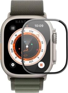 Aparatlı Apple Watch Ultra 49 mm Cam Ekran Koruyucu Otomatik Kolay Uygulama Aparatlı Hizalamalı Tam Kaplayan 49MM Ekran Koruyucu Apple Watch Ultra 2