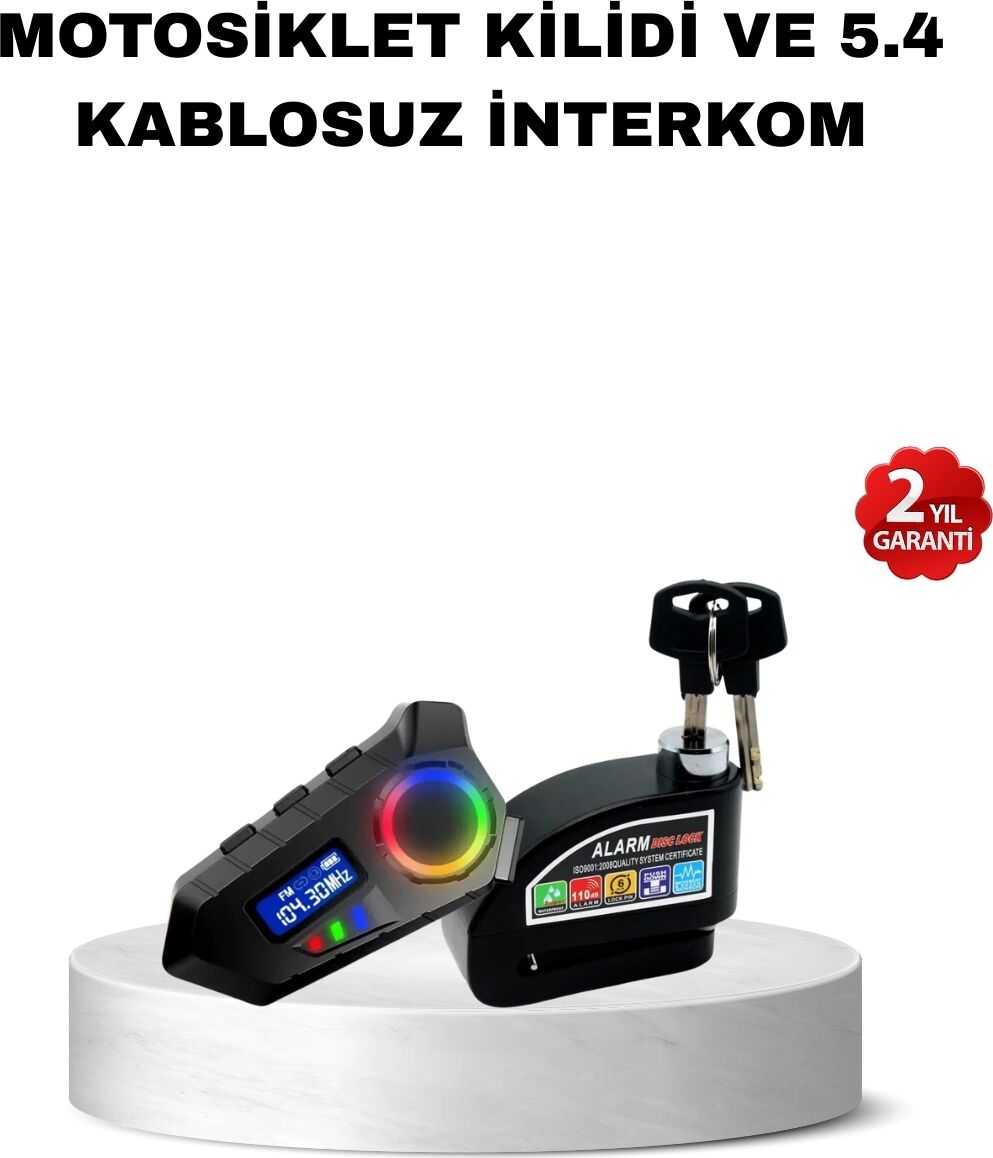 Bluetooth 5.4 Intercom ve Alarmlı Disk Kilidi Seti Güçlü Ses ve Güvenlik