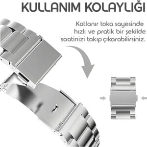 ile Uyumlu Yeni Nesil Bağlantı Bakla Model 20MM Çelik Kordon Galaxy Watch 7/6/5/4 Serisi Için Galaxy Watch 7 Kordon (40MM/44MM) Watch 6/4 Classic (47/43/42MM) Uyumlu