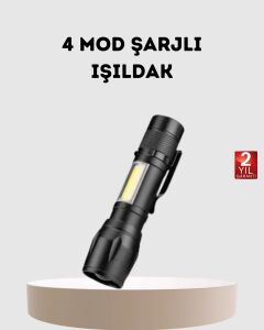 Profesyonel 4 Modlu Şarjlı El Feneri | 1300 Mah Batarya | Cree LED Teknolojisi