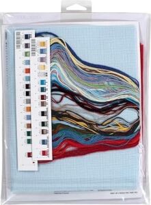 Dimensions 70-08995 Tatil Geleneği Kendin Yap Kişiselleştirilebilir Noel Kanaviçe Çorap Seti, 40 cm L, 14 Adet Açık Mavi Aida, Çeşitli