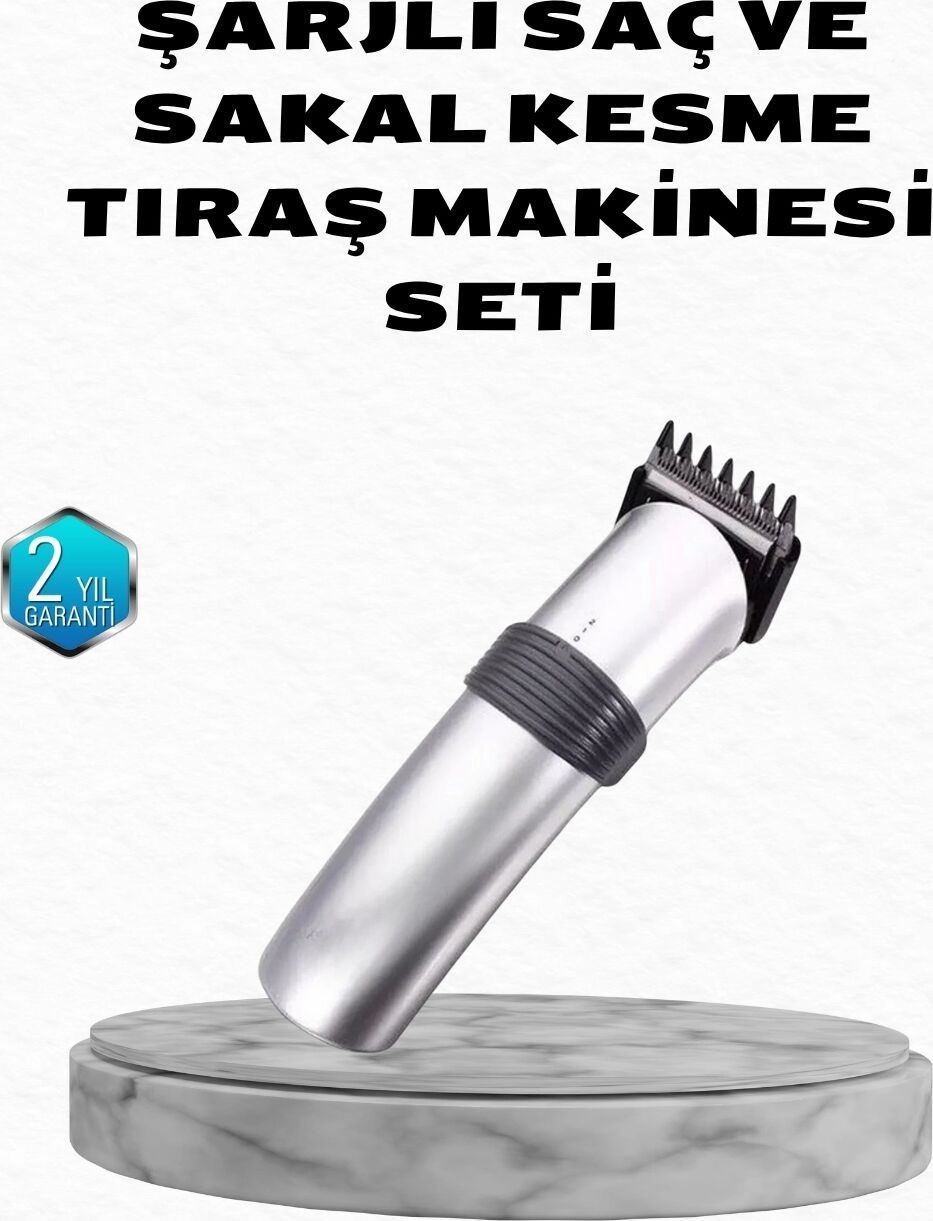 Profesyonel Şarjlı Saç ve Sakal Kesme Makinesi – Paslanmaz Çelik Bıçaklı, Ergonomik ve Sessiz Motorlu