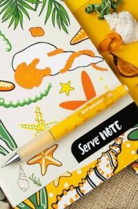 Defter Setı - Desenli Elma Hardal Sarısı Kutuda