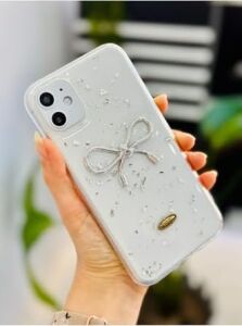 Iphone 11 Şeffaf Simli Epoksili Fiyonk Oyuncaklı Silikon Kılıf