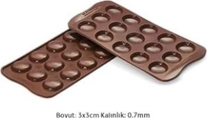 Siliko World Silikon Çikolata Kalıbı ve Mini Makaron Silikon Kalıbı, Kahverengi