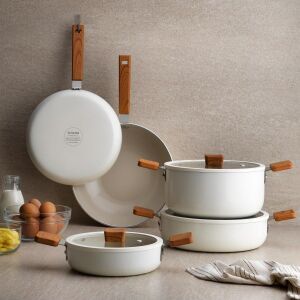 Ceramoni Seramik Basık Tencere 28 Cm-Krem