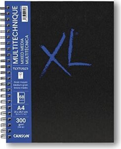 Xl Kağıt, Dokulu, Karışık Medya, 300 G/m², A4, Orta Tanecikli, Spiral Blok, Uzun Sayfa, 34 Beyaz Yaprak, Profesyonel Sanatçılar ve Öğrenciler Için Ideal