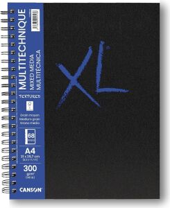 Xl Kağıt, Dokulu, Karışık Medya, 300 G/m², A4, Orta Tanecikli, Spiral Blok, Uzun Sayfa, 34 Beyaz Yaprak, Profesyonel Sanatçılar ve Öğrenciler Için Ideal