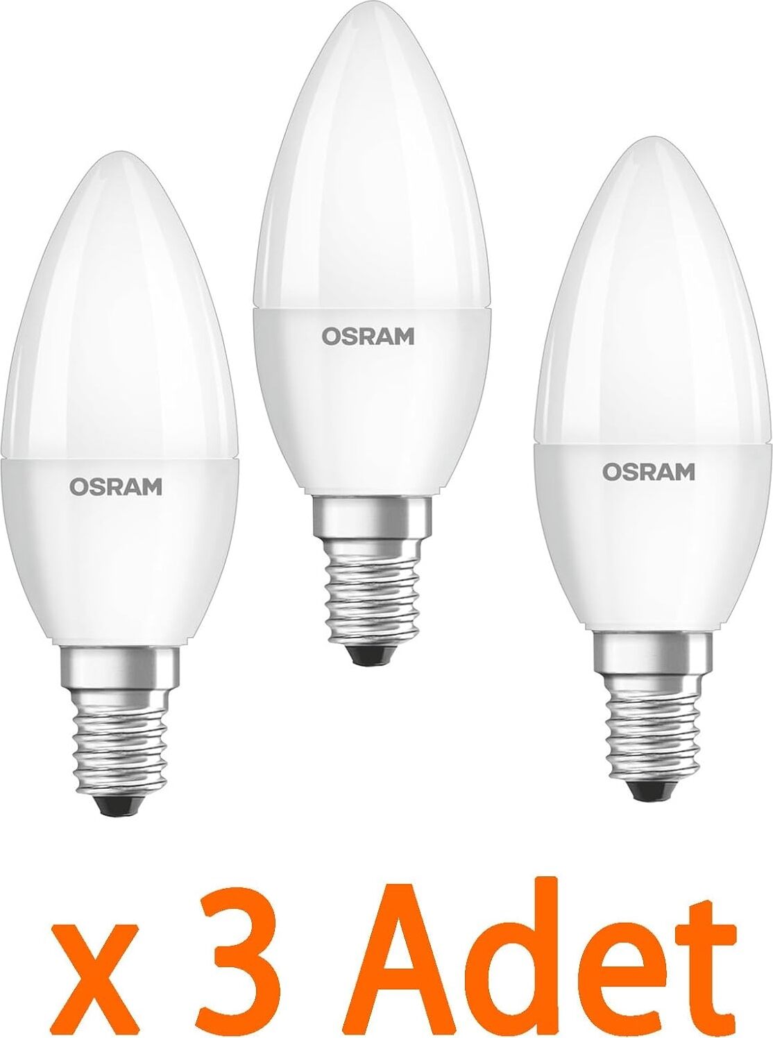 LED Mum Ampul E14, 7,5W ile 60W Aydınlatma, 806 Lümen, 4000K Günışığı, 11,5 Cm, 3 Adet