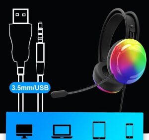 Thinkplus G30B Siyah Rgb Oyuncu Kulaklığı,gaming,7.1 Surround,ışıklı,kulak Üstü Kulaklık
