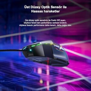 Aula S12 Pro 12800 Dpı 8 Tuşlu Makrolu Kablolu Optik Gaming Oyuncu Mouse Beyaz