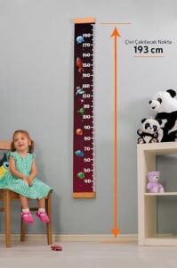 Çocuğa Hediye Uzay Tasarımlı Boy Ölçme Cetveli - Asılabilir Boy Ölçer - Duvar Bebek Boy Ölçer