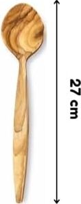 Doğal Zeytin Ağacı, El Yapımı Servis Kaşığı, 27 Cm, Ahşap, Kahverengi, Bpa Free, 1 Adet