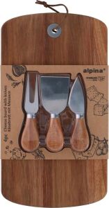 Alpina ALP112 Peynir Tahtası ve Bıçak Seti 4 Parça 32X17,5 cm
