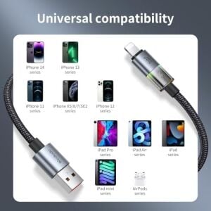 CA-8170 USB iPhone 3A 7 Renkli LED Işıklı Şarj Data Kablosu