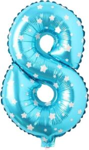 8 Rakamlı 16 Inç Mavi Yıldızlı Folyo Balon 36 cm (Mavi)
