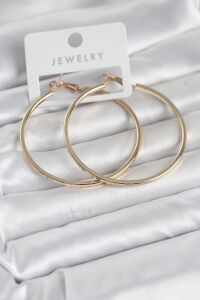 Gold Renk Pirinç Köşeli Kenar Halka 54 mm Kadın Küpe