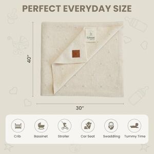 Pointelle %100 Tencel Bebek Battaniyesi 76,2 x 101,6 Cm, Sıcak Beyaz – Oeko-Tex Sertifikalı, Ipeksi Yumuşak Hipoalerjenik Örgü, Termal Düzenleyici Kundak & Yeni Doğanlar Için Alma