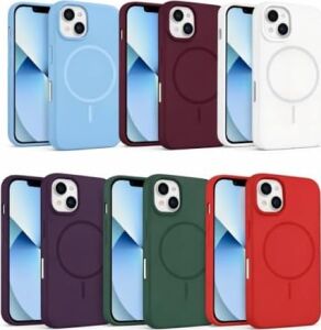 Iphone 13-14 ile Uyumlu Kadife Iç Yüzeyli Premium Silikon Kılıf Magsafe ile Uyumlu Kablosuz Şarj Destekli Darbe Emici Yumuşak Dokulu Koruma Tasarımlı Telefon Kılıfı Beyaz