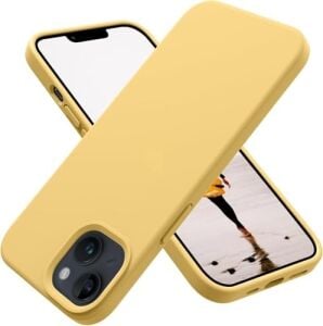 Psr Aksesuar Apple iPhone 14 Silikon Kılıf – iPhone 14 ile Uyumlu, Leke Tutmaz, Iç Kısmı Süet, Silinebilir, Kamera Koruyucu Çıkıntılı Kapak (Sarı)