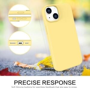 Psr Aksesuar Apple iPhone 14 Silikon Kılıf – iPhone 14 ile Uyumlu, Leke Tutmaz, Iç Kısmı Süet, Silinebilir, Kamera Koruyucu Çıkıntılı Kapak (Sarı)