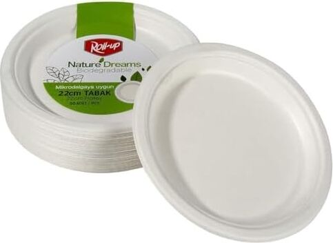 Roll-Up Nature Ekolojik Karton Kağıt Parti Tek Kullanımlık Tabak - 22 Cm. - 50 Adetlik 1 Paket