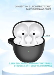 Freebuds 6 ile Uyumlu Kılıf Koruyucu Yumuşak Silikon Darbeye Dayanıklı Koruyucu Kılıf Yüksek Kaliteli Silikon  Freebuds 6 Için Kancalı Kılıf (Siyah)