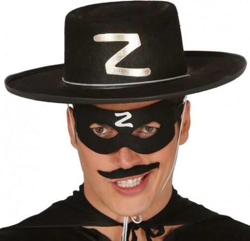 Z Logolu Yetişkin Zorro Şapkası ve Zorro Maskesi