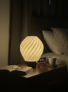 Designobee Lalezar Mermer Görünümlü Lamba- Modern Masa ve Gece Lambası – Ambiyans Lambası, Dekoratif LED Abajur, E14 Duy