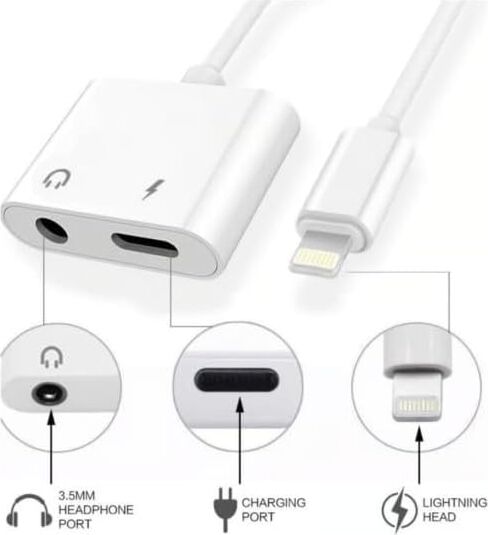iPhone Uyumlu To 3.5 mm Jack Kulaklık ve Şarj Dönüştürücü Aynı Anda Kulaklıktan Müzik Dinleyin ve De Şarj Edin Çift Çıkışlı Adaptör Yüksek Hızlı Şarj ve Ses Aktarımı iPhone 7/8/10/11/12/13/14 Için